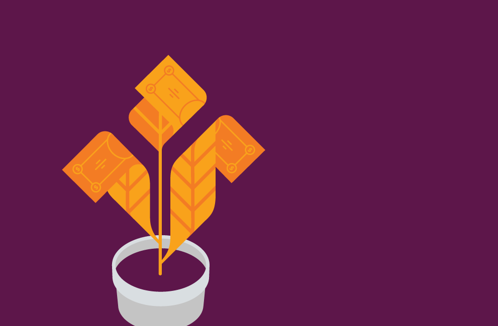 Illustration of money growing on a plant