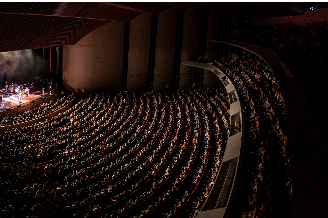 Photo of a wide shot of a crowd at a play