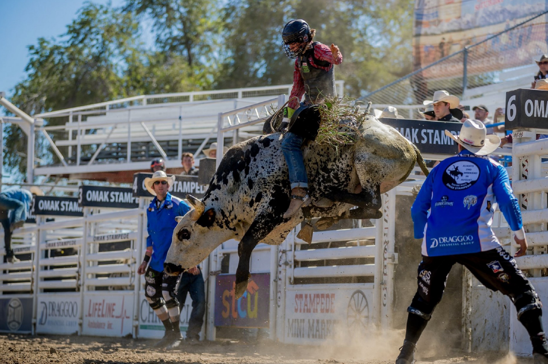 Photo of a cowboy on a jumping bull